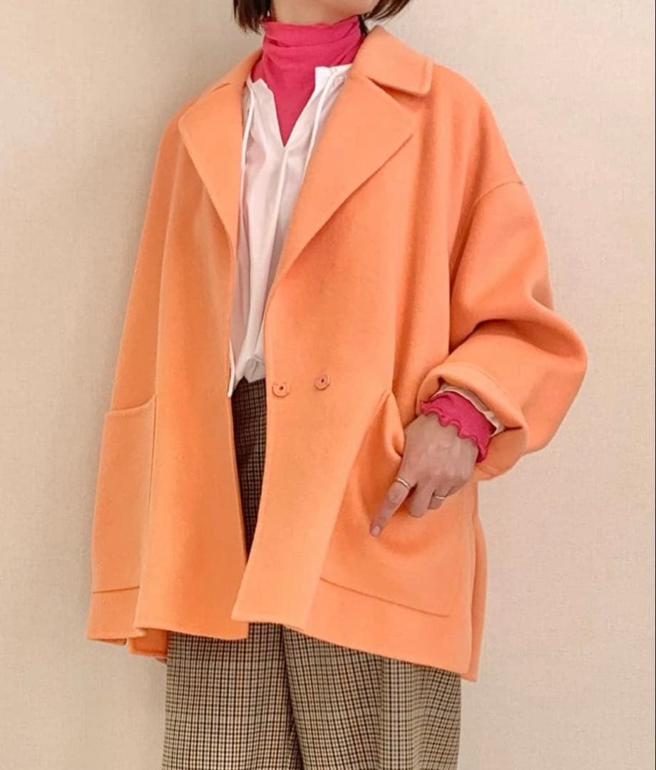 美品　BALLSEY プレミアムウールリバー オープンカラーショートコート36