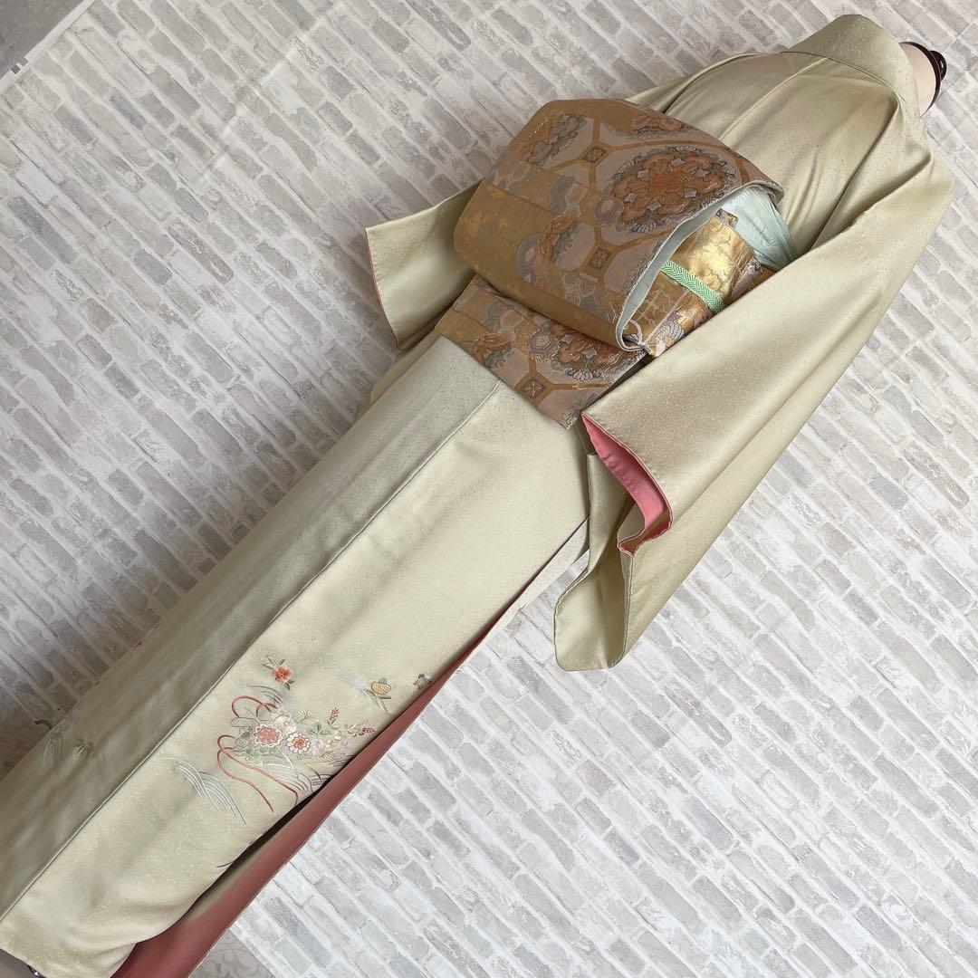 訪問着　フルセット　花筏　相良　汕頭　手刺繍　着物　入学式　卒業式　I7