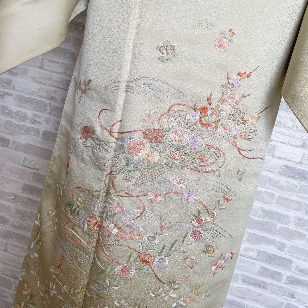 訪問着　フルセット　花筏　相良　汕頭　手刺繍　着物　入学式　卒業式　I7