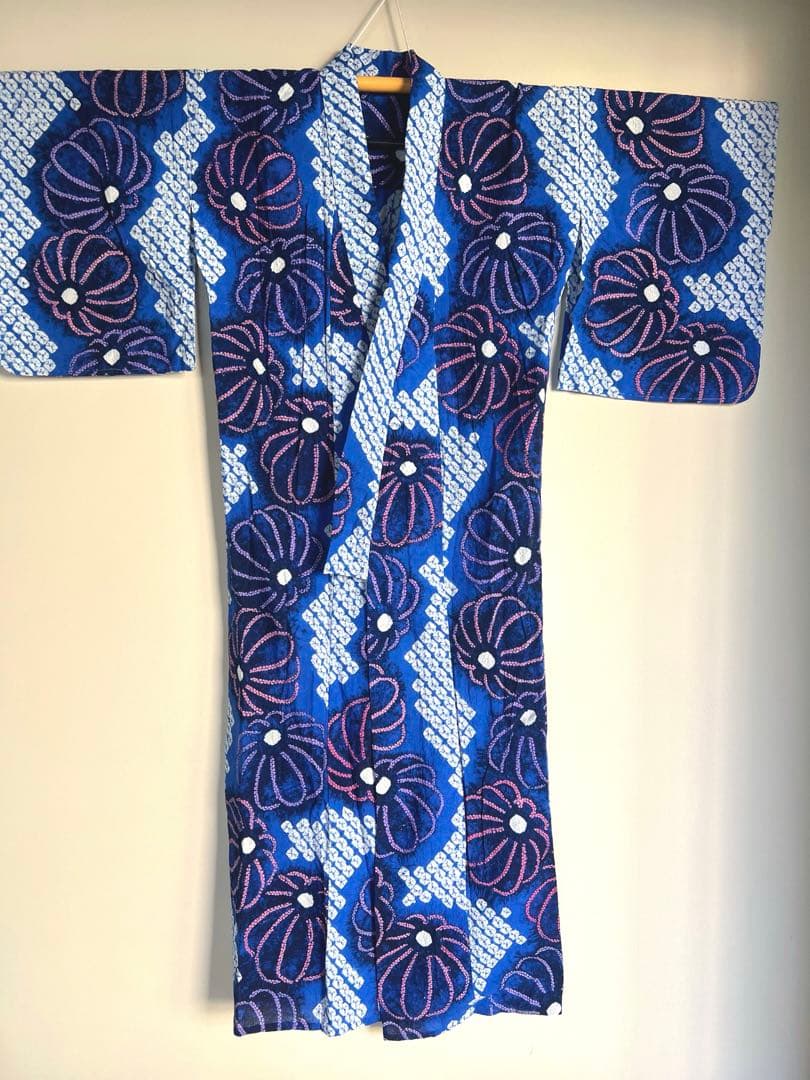 【新品未使用】有松絞り浴衣　水色　しつけ糸付き