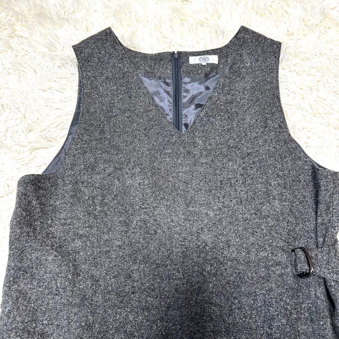 J.PRESS シルクネップ ツイードジャンパースカート グレー大きいサイズXL