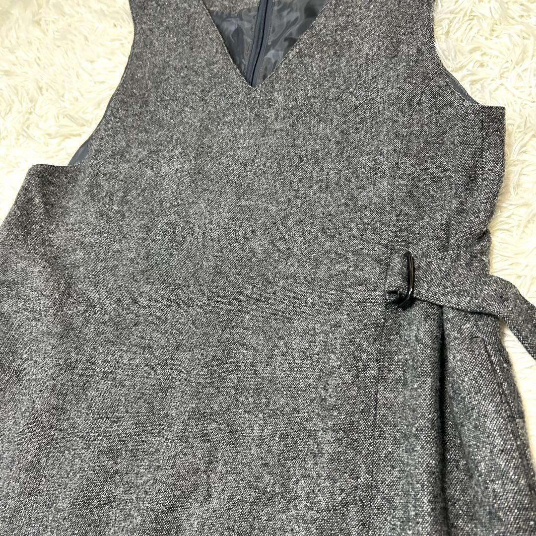 J.PRESS シルクネップ ツイードジャンパースカート グレー大きいサイズXL
