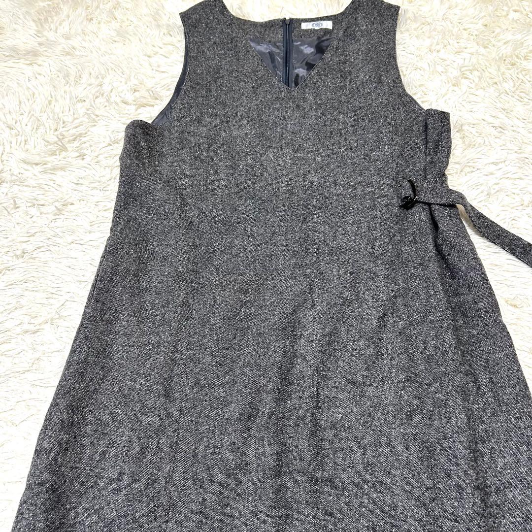 J.PRESS シルクネップ ツイードジャンパースカート グレー大きいサイズXL