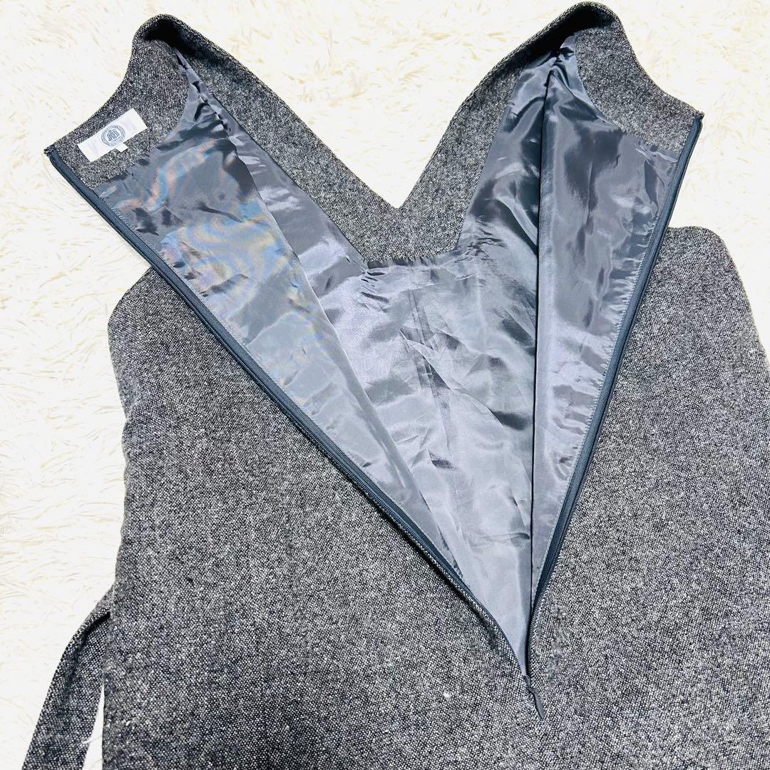 J.PRESS シルクネップ ツイードジャンパースカート グレー大きいサイズXL