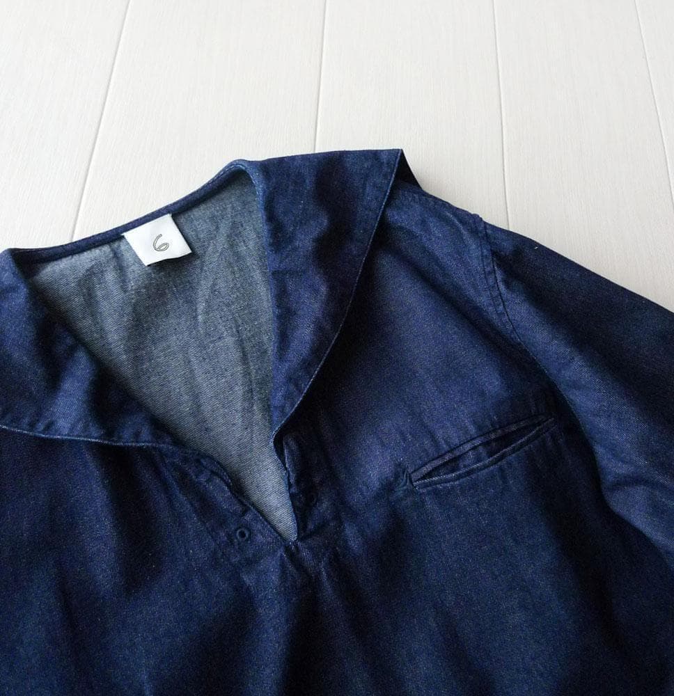 美品 ROKU ロク 2,3万 デニム セーラーカラー ワンピース B&Y Z