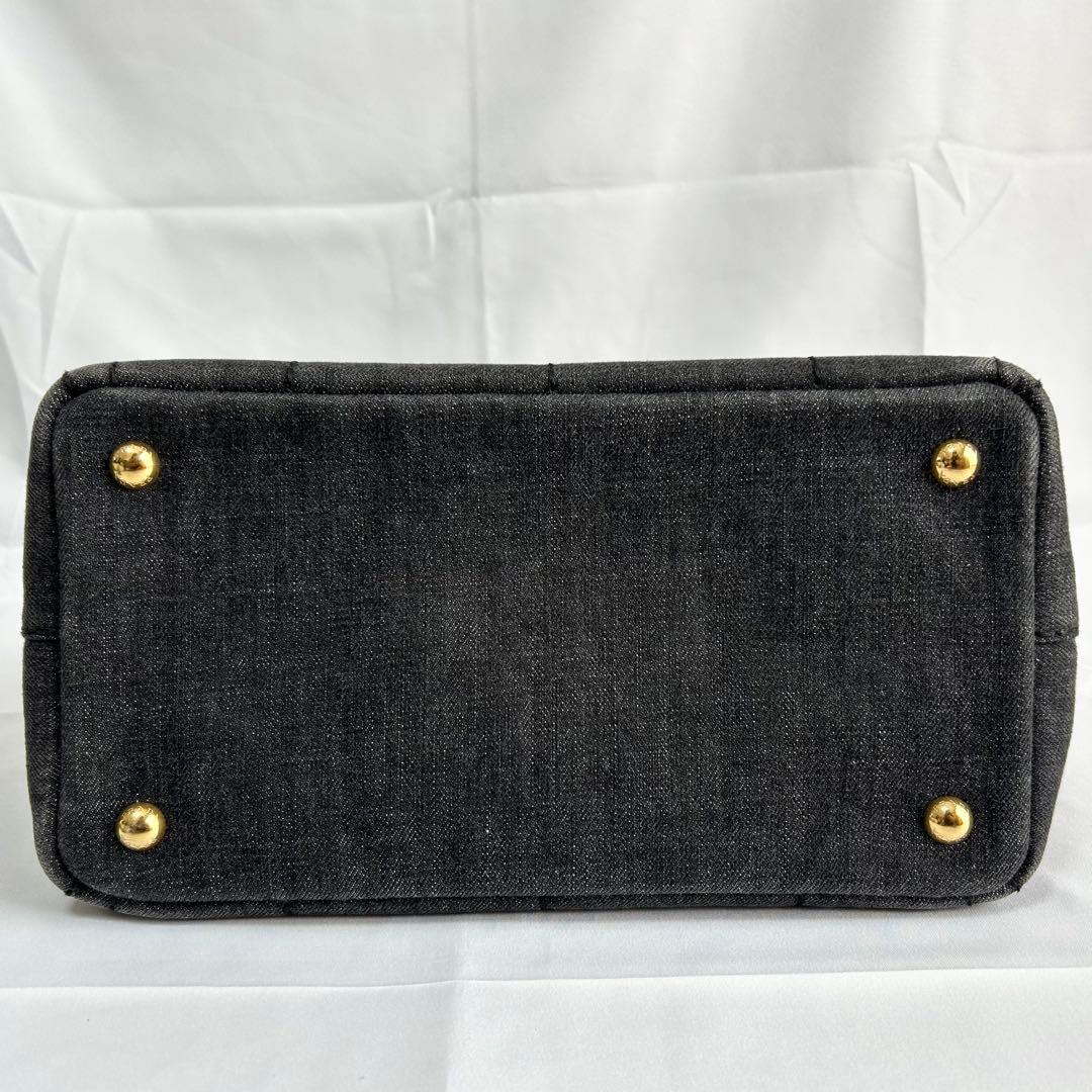 美品　プラダ　カナパ　2way　トートバッグ　デニム　ショルダーバッグ　ブラック