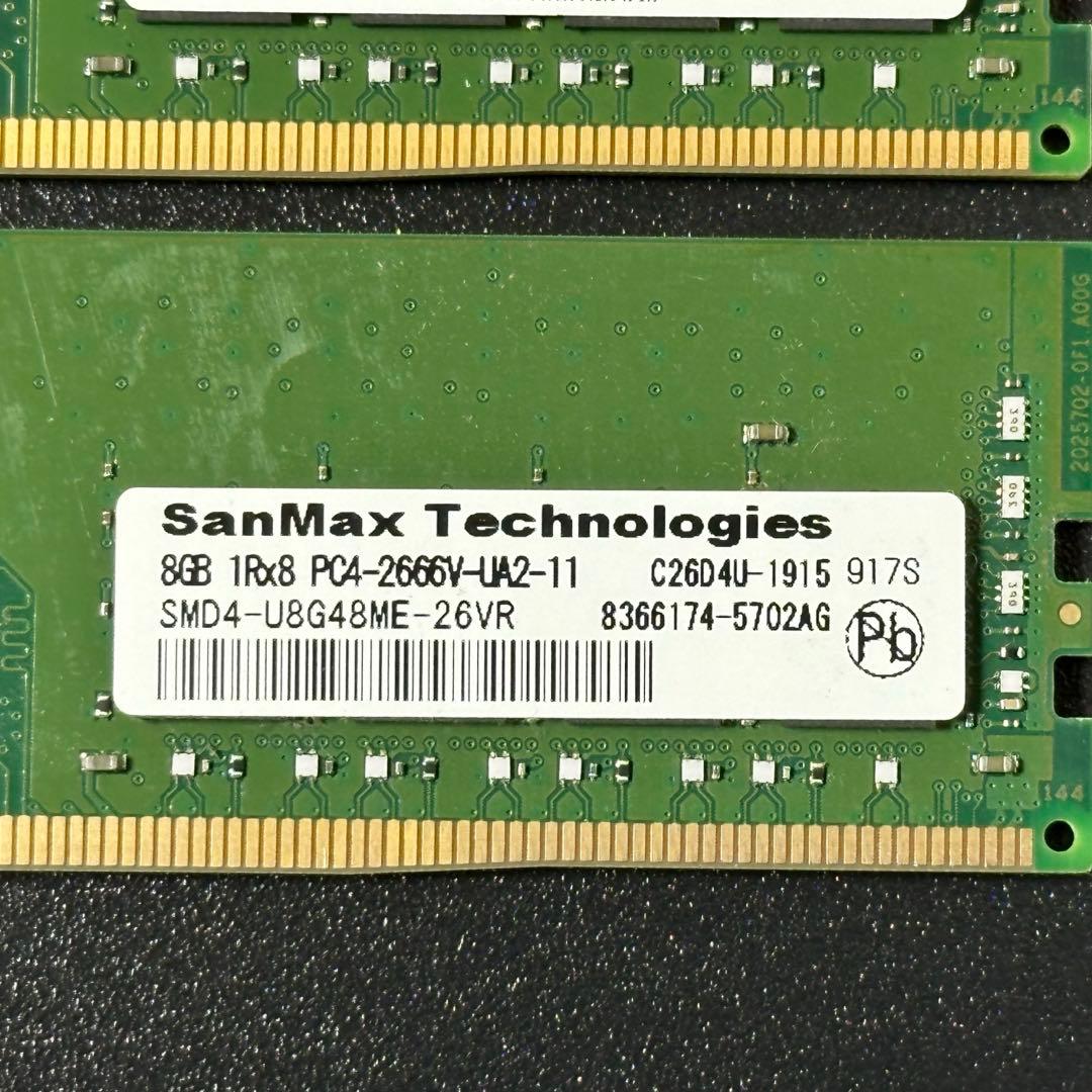 【動作保証】DDR4-2666 16GB(8GB×2) SanMax 152