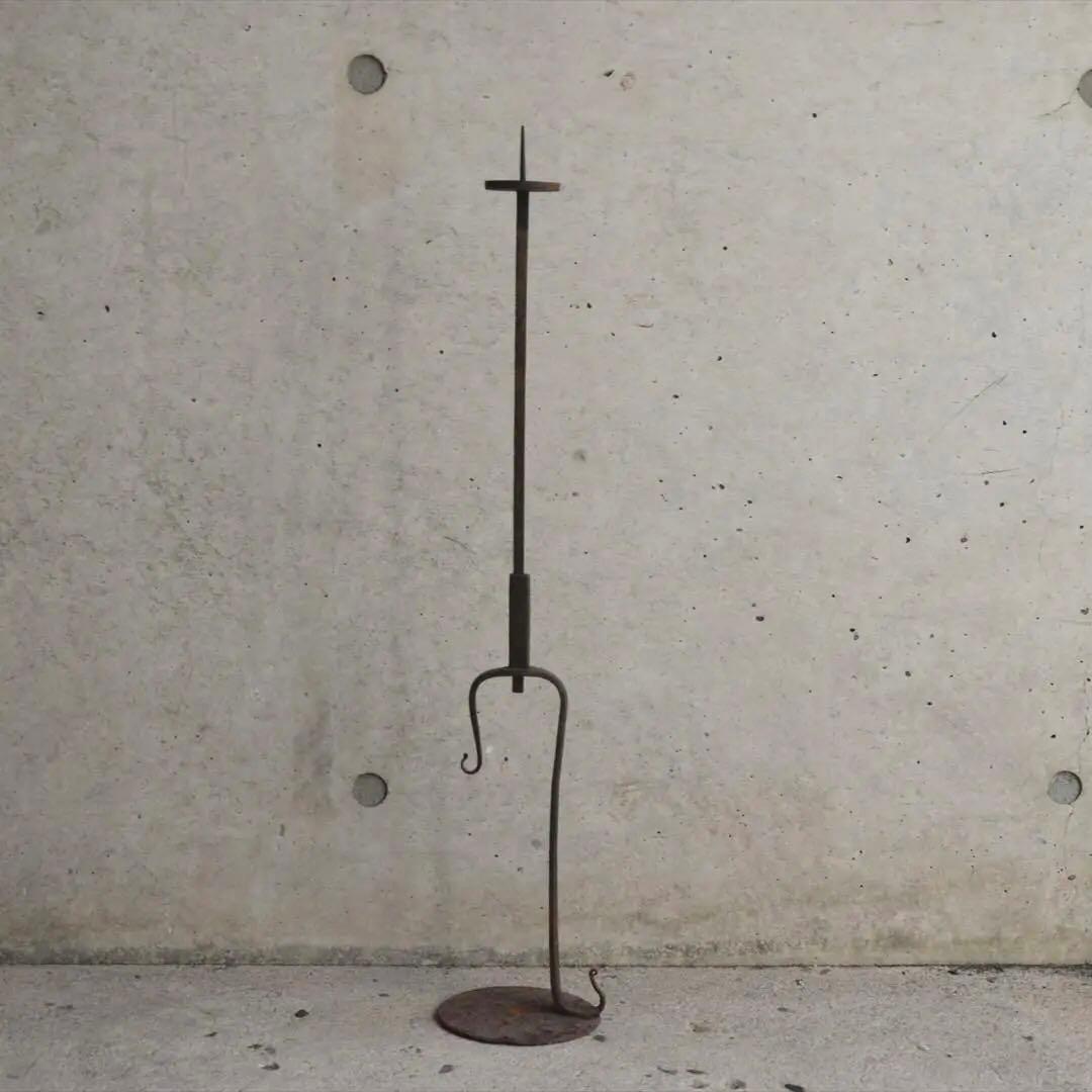 明治時代　鉄製　燭台　高さ可変　オブジェ　骨董品　アンティーク