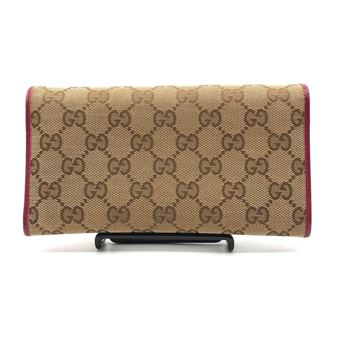 グッチ 長財布 プレート フラップ GGキャンバス レザー