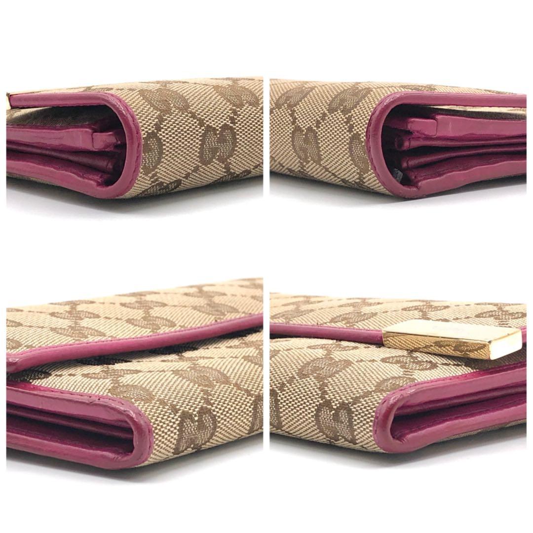 グッチ 長財布 プレート フラップ GGキャンバス レザー