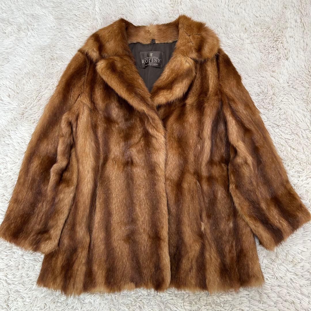 【美品】ROTINY ミンクファーコート オーストラリア製 ブラウン 毛皮 13