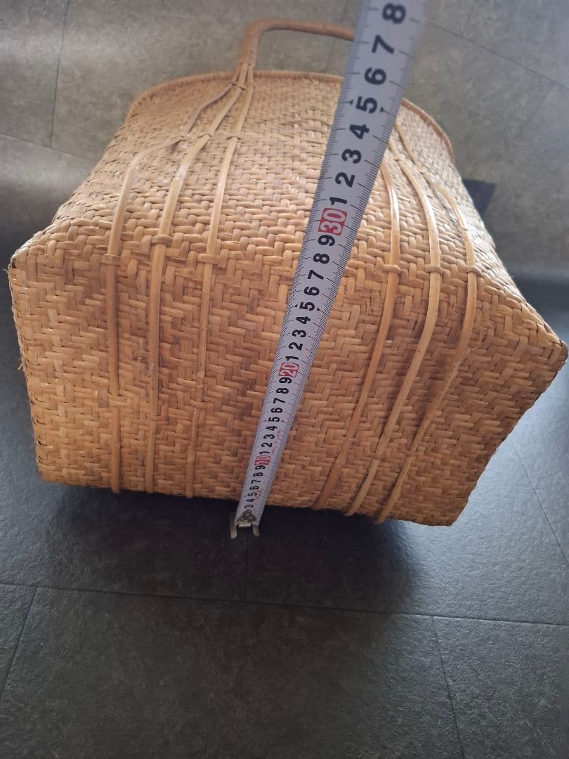 籠バック　竹細工 籠バック アンティーク　竹編バッグ　マルシェバッグ