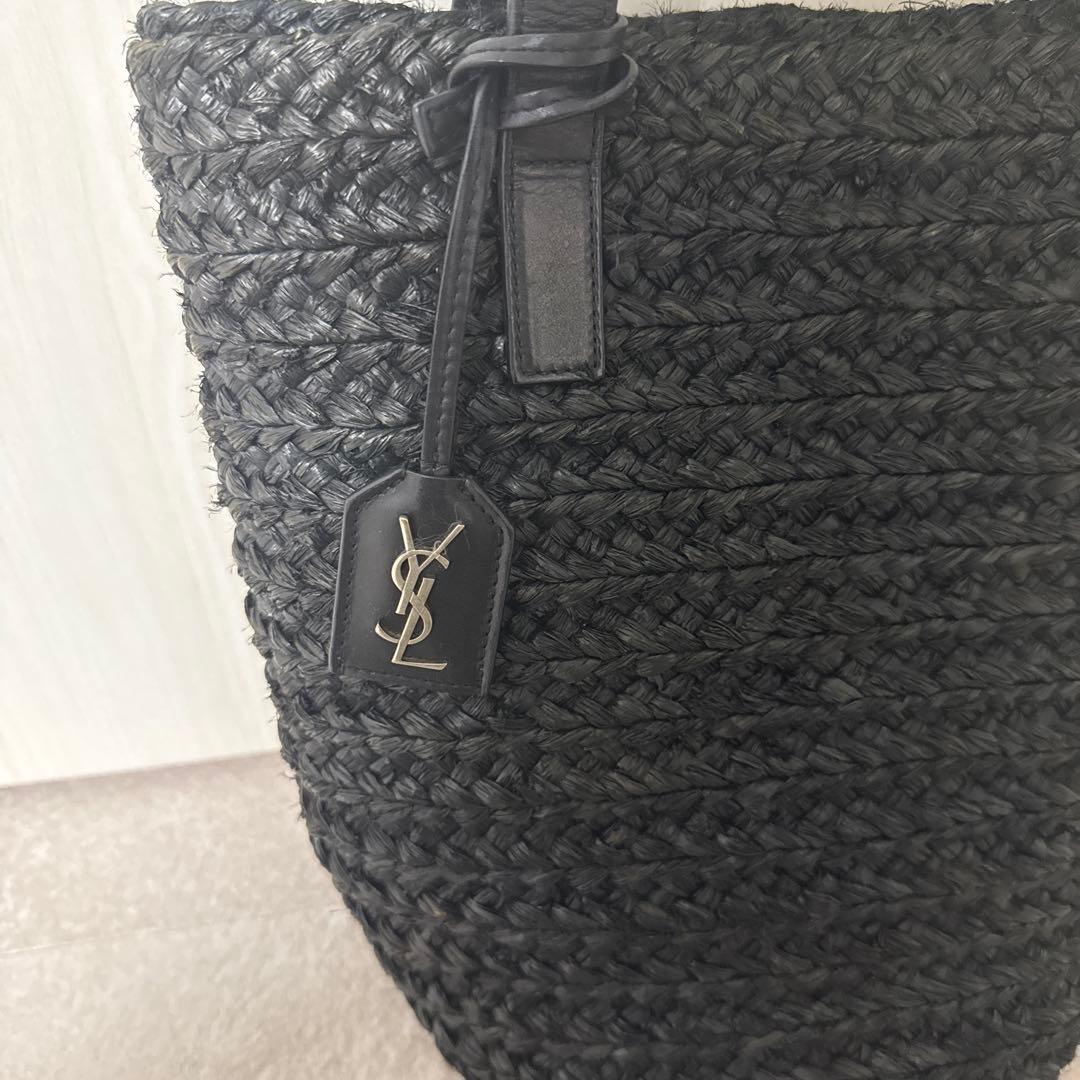 サンローラン　SAINT LAURENT パニエ　ラフィア　かごバッグ　ブラッグ