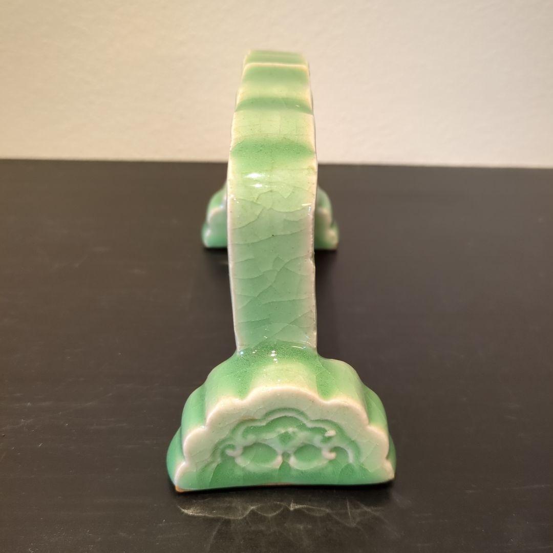 七官青磁　硯屏　明代　鳥