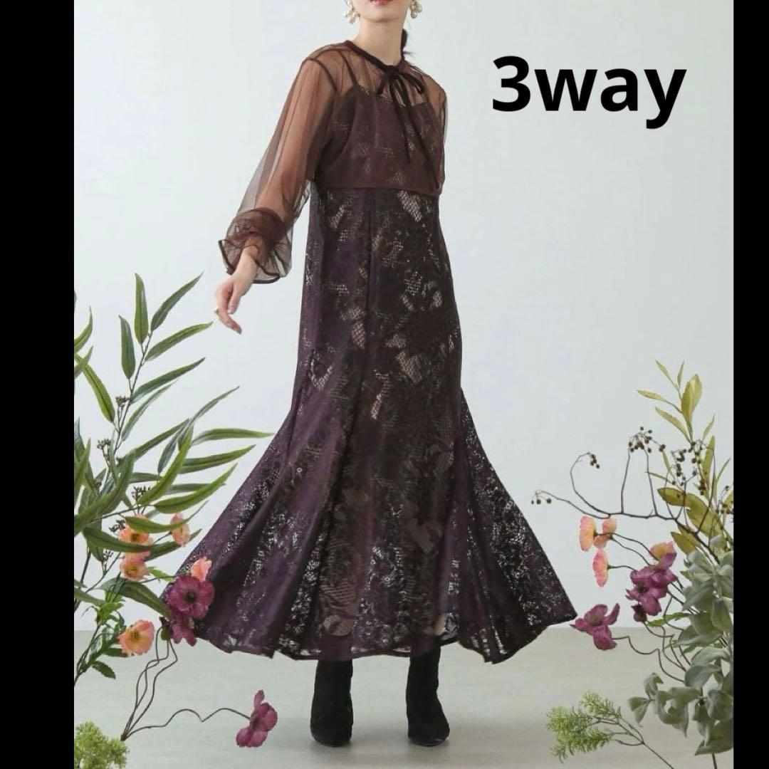 3way✨新作 ドリードール シフォンボレロ&レースキャミドレス オケージョンL