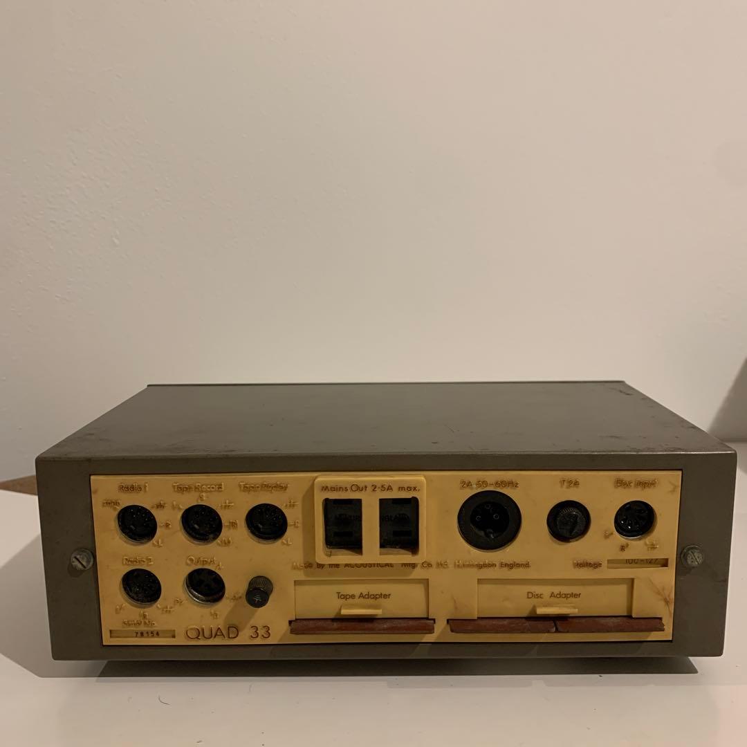 QUAD33通電OK＋303未確認ヴィンテージアンプジャンク扱い未確認ケーブル付