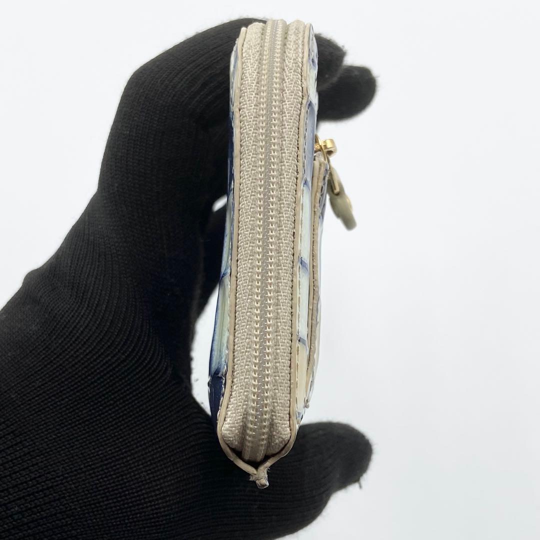 極美品　ATAO スリモ ヴィトロ ブループリズム L字ファスナー 長財布