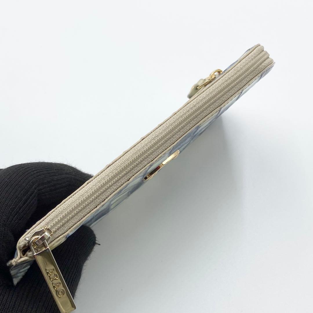 極美品　ATAO スリモ ヴィトロ ブループリズム L字ファスナー 長財布