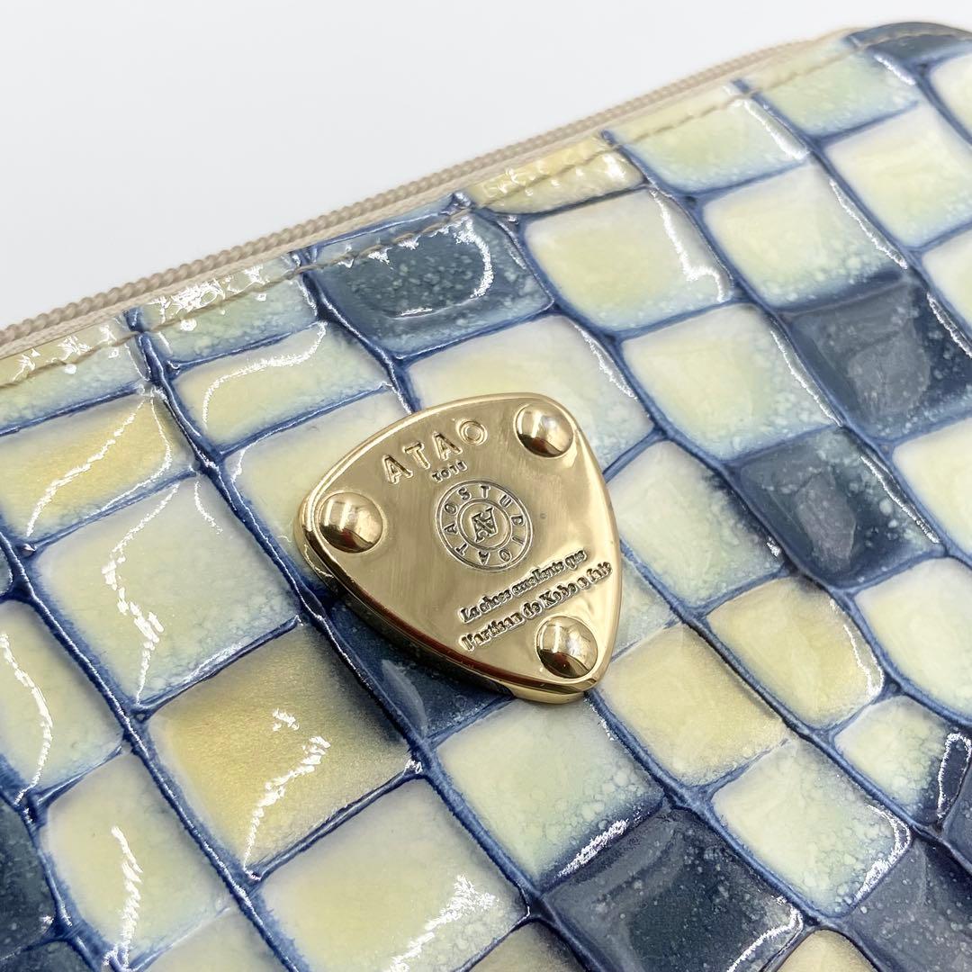 極美品　ATAO スリモ ヴィトロ ブループリズム L字ファスナー 長財布