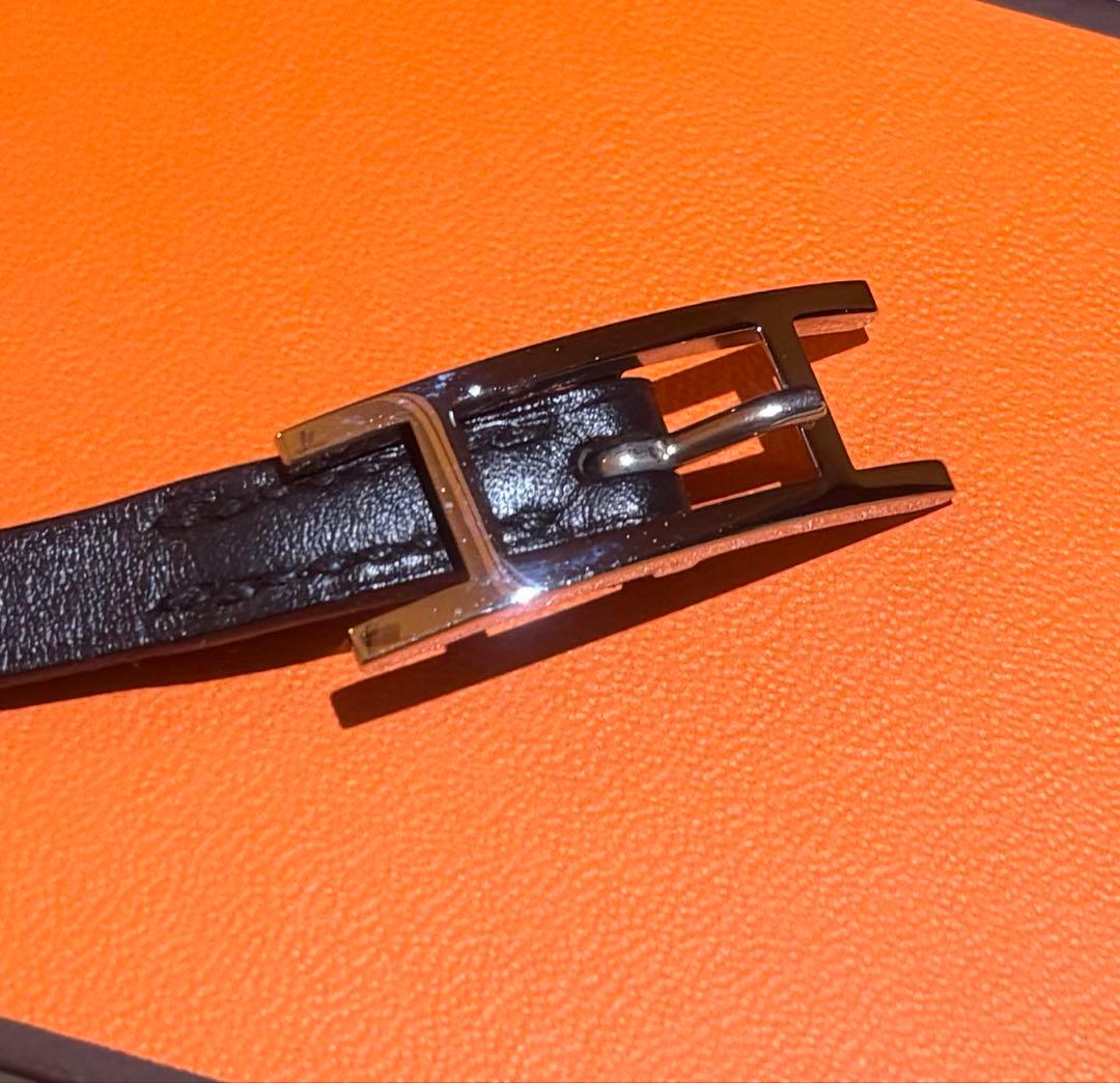 ☆HERMES☆ ビーアピドゥブルトゥール☆ブラックレザー☆シルバーメタル