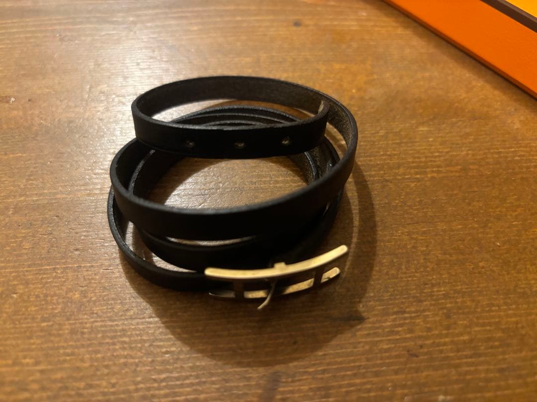 ☆HERMES☆ ビーアピドゥブルトゥール☆ブラックレザー☆シルバーメタル