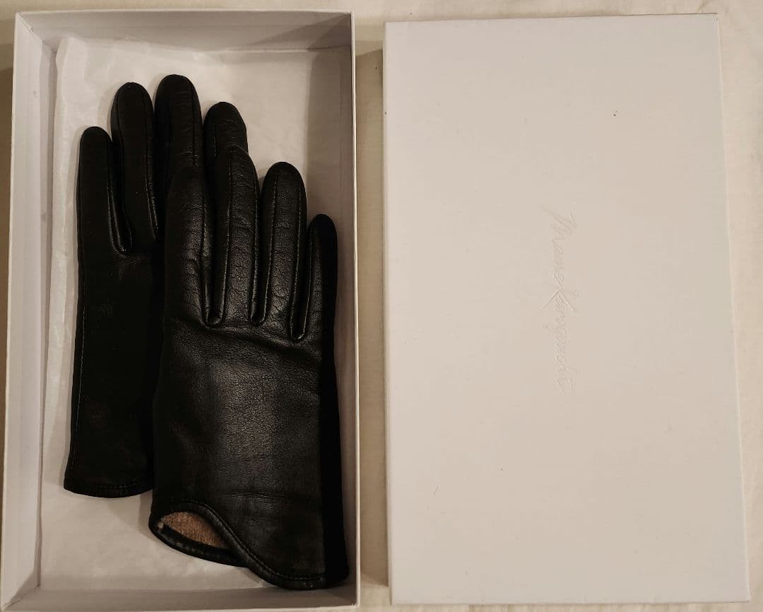 マメクロゴウチ mame ラムレザー 手袋 グローブ カシミヤ ブラック 黒