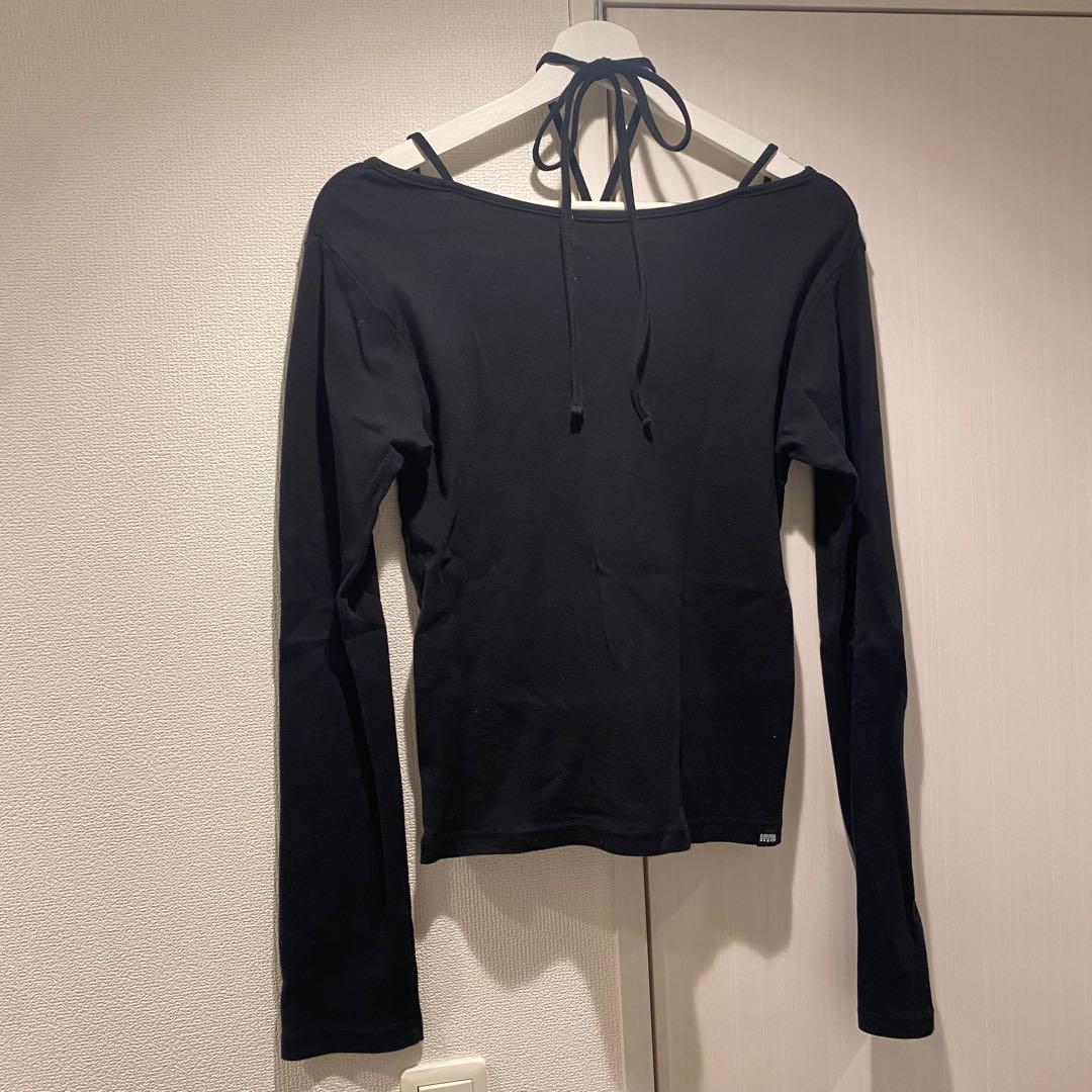 HYSTERIC glamour ブラックオフショルダーTシャツ　ヒステリック