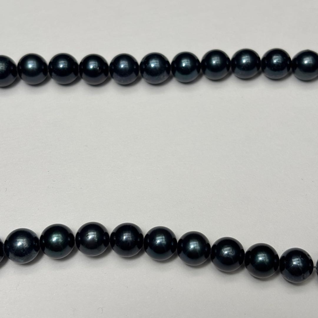 あこや真珠　パール　ネックレス　7.5-8.0mm ブラックグリーン系