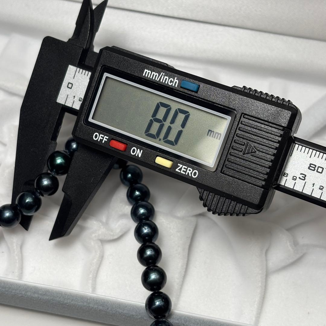 あこや真珠　パール　ネックレス　7.5-8.0mm ブラックグリーン系