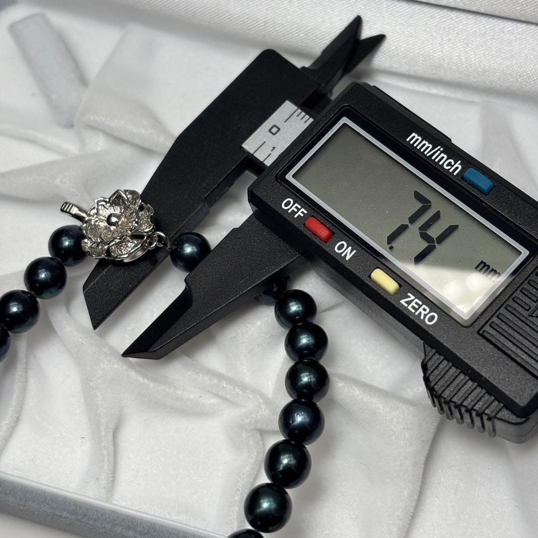 あこや真珠　パール　ネックレス　7.5-8.0mm ブラックグリーン系