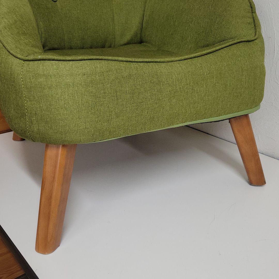 北欧風 折りたたみ 1人掛け ハイバックソファ/アームチェア グリーン 木製脚