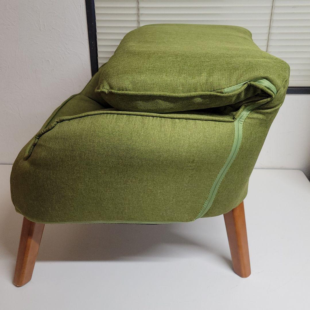 北欧風 折りたたみ 1人掛け ハイバックソファ/アームチェア グリーン 木製脚
