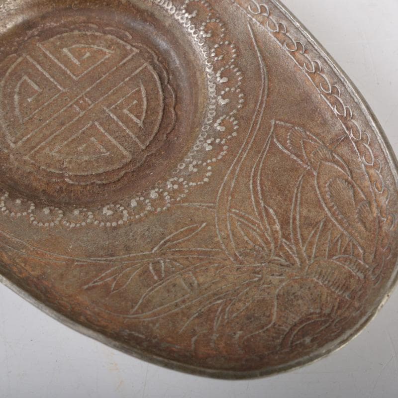 煎茶道具　古錫　花草文　茶托　五客　V　5132