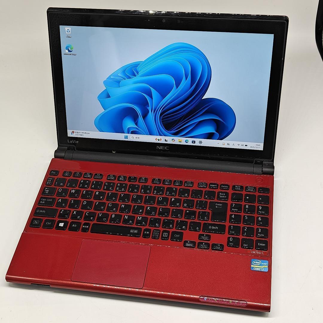 【NEC】LAVIE 高性能i7 SSD256GB 16GB レッド ノートPC
