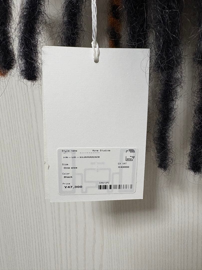 新品 Acne Studios ウールモヘアスカーフ ブラック