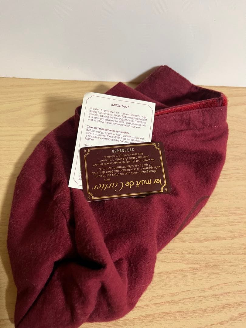 【未使用品 】カルティエ マストライン 巾着ショルダーバッグ レザー ボルドー