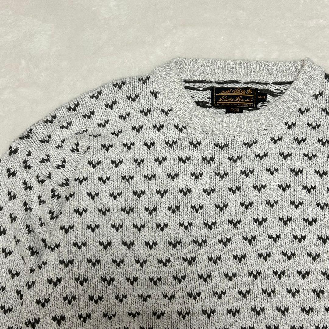 80s Eddie Bauer バーズアイ　コットンニットセーター