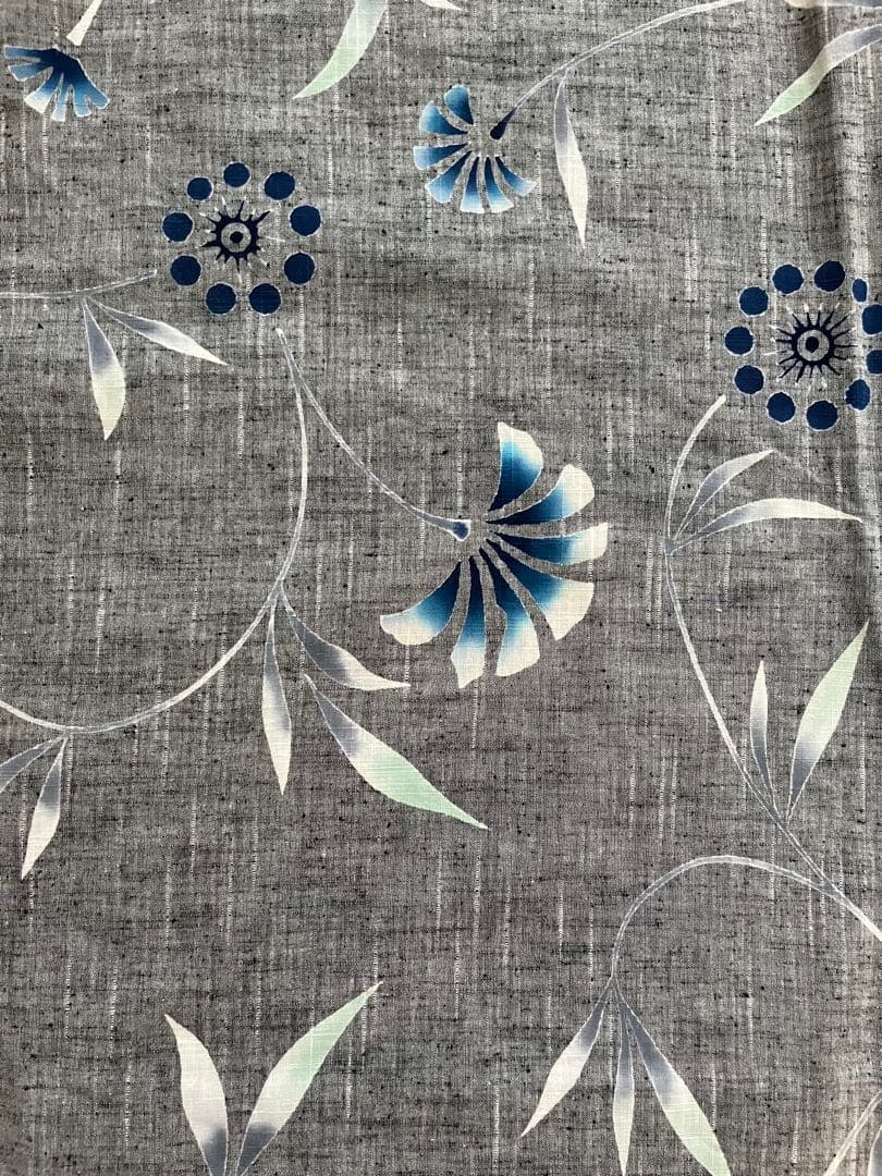 竺仙　浴衣　細浴衣 グレー　なでしこ　撫子