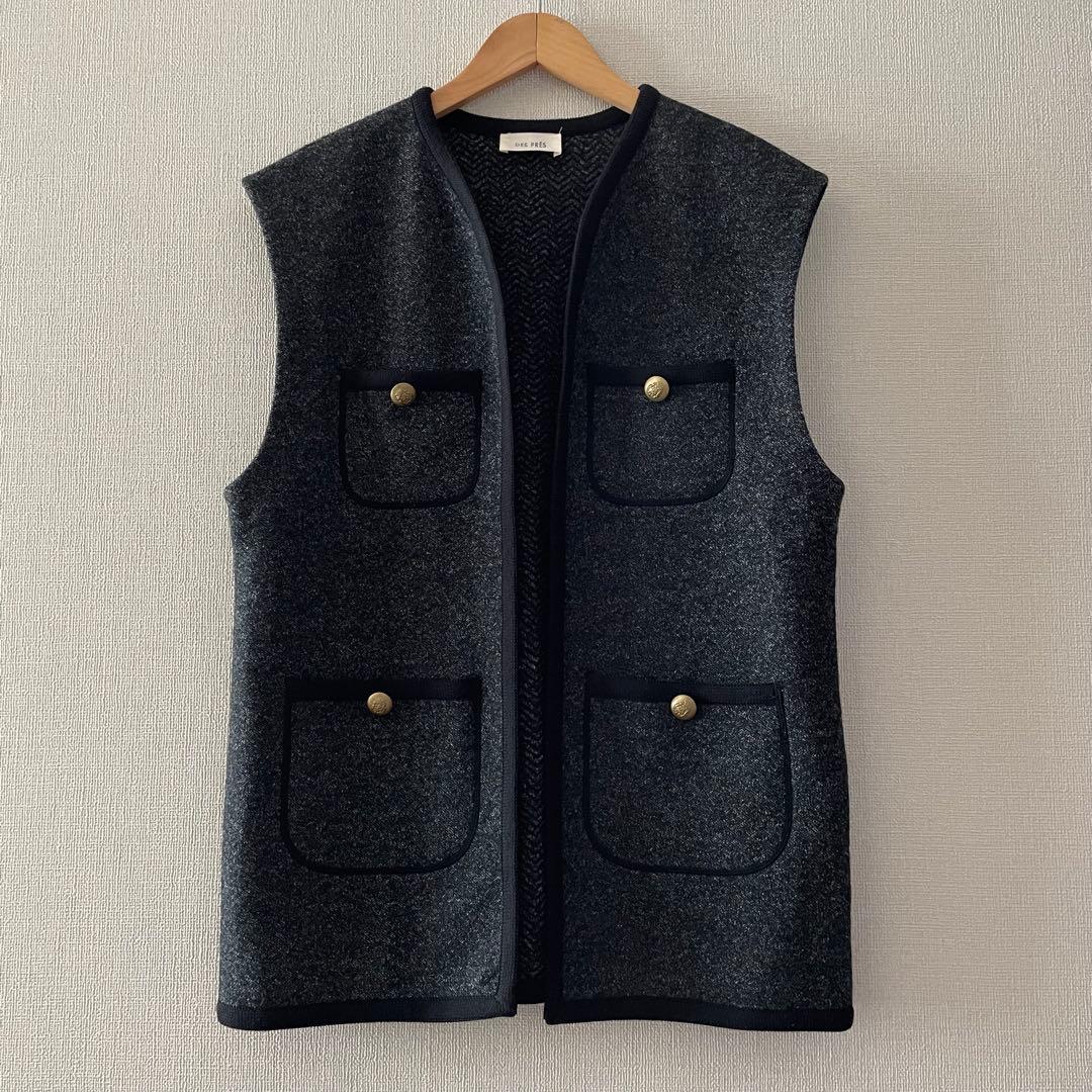 美品！DES PRES ヘリンボーンバックフロントオープンジレ トゥモローランド