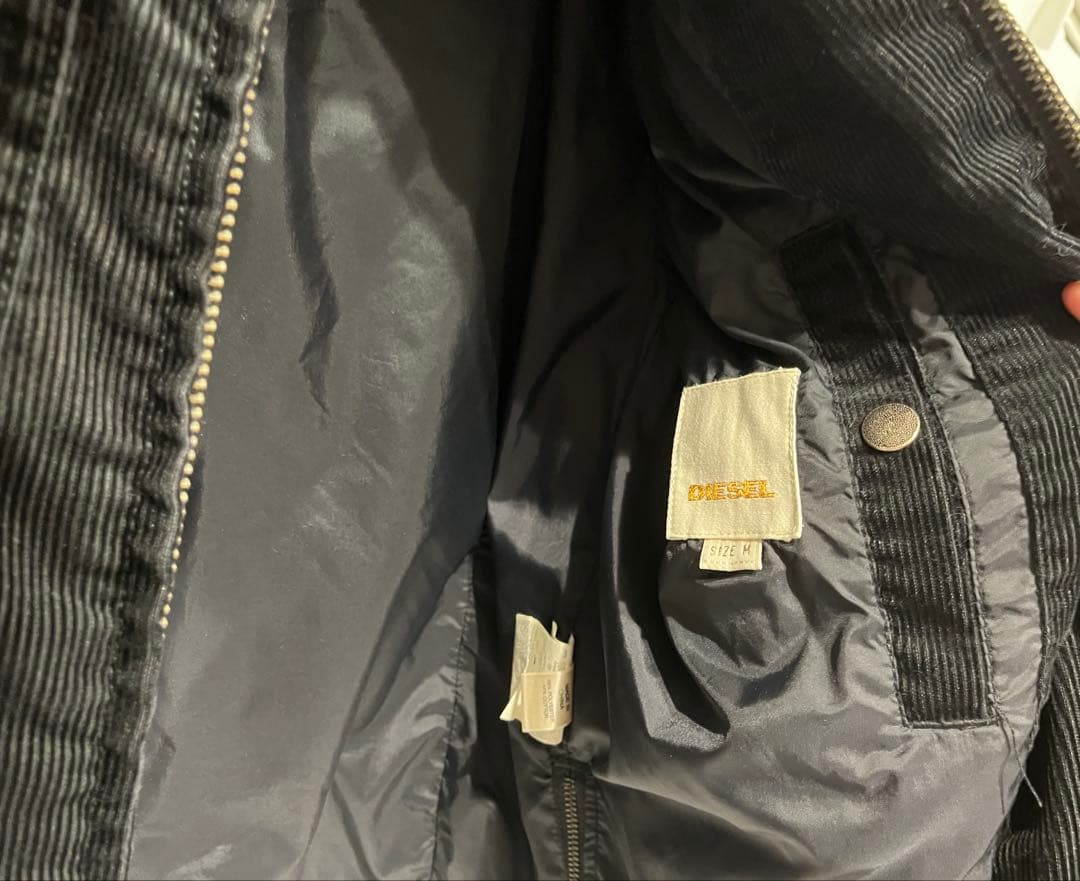 ディーゼル　カッコ良すぎのミリタリー パッチ付き コーデュロイ/革ジャケット美品