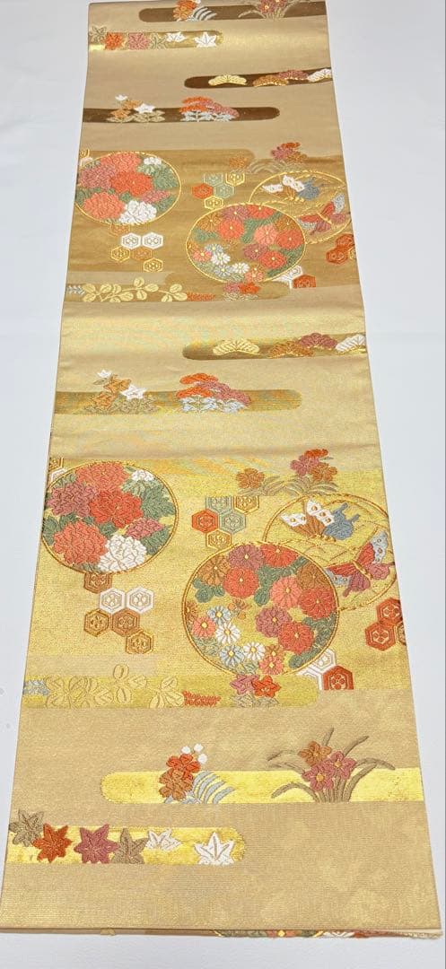 高級 袋帯 正絹 六通柄 西陣織 ゴールド 訪問着 留袖 色無地