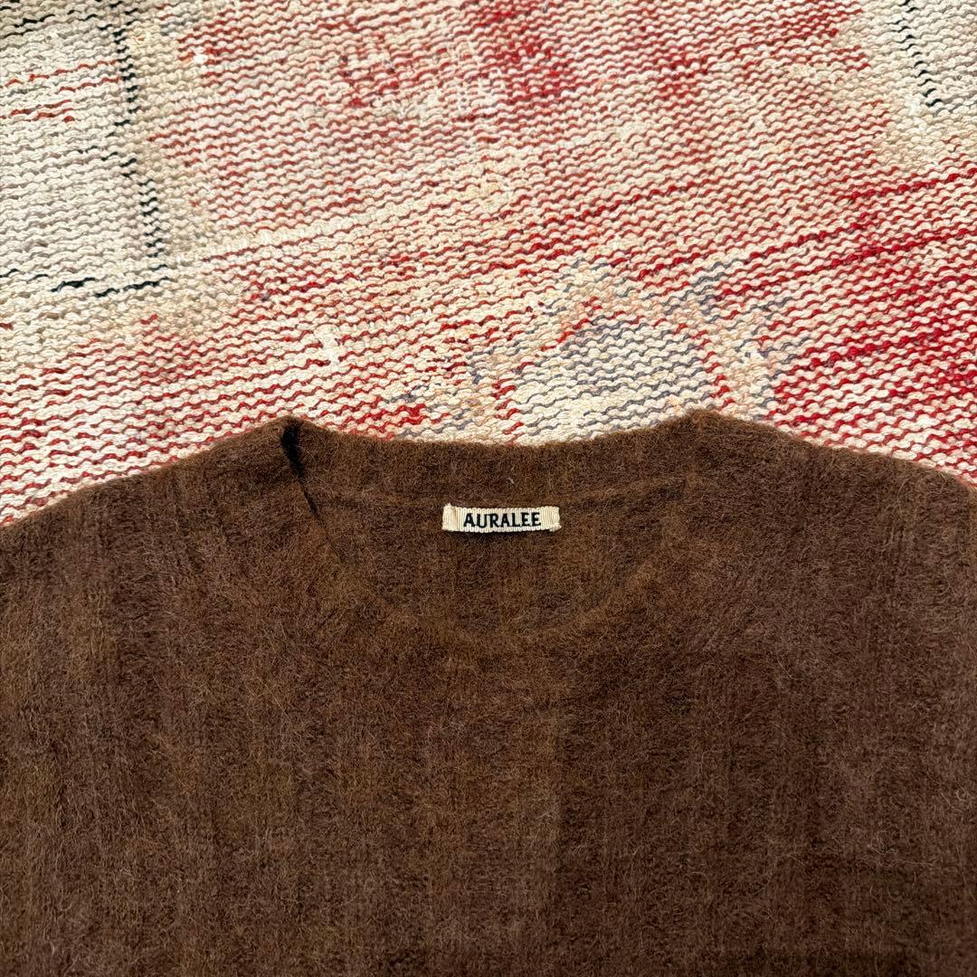 AURALLEE ブラウン モヘアアルパカセーター