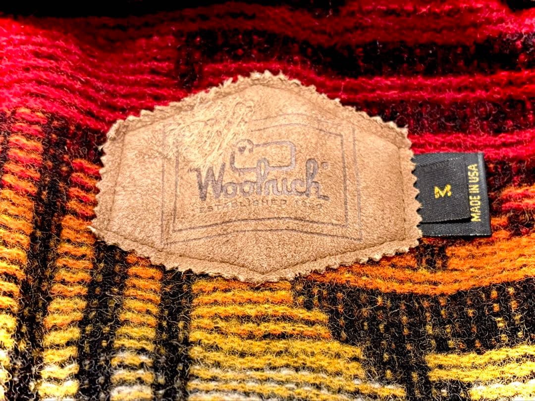 80s USA製 Woolrich デニム カバーオール 襟レザー