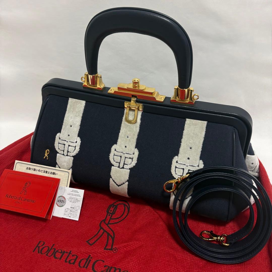 正規品 希少 ロベルタディカメリーノ バゴンギ ハンドバック キャンバス 牛革