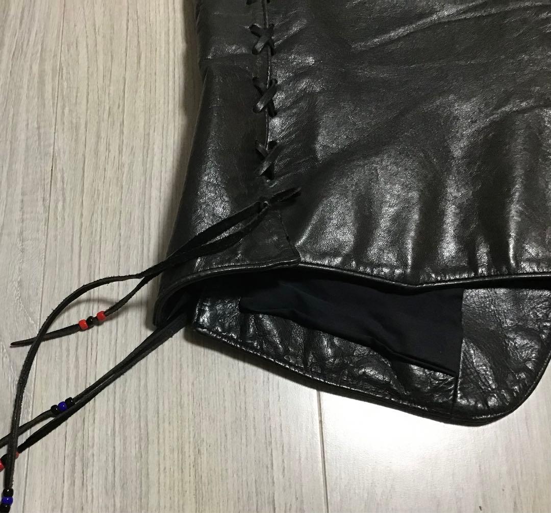 本革ブラックレザーベスト　ネイティブ　ライダース　ヴィンテージ