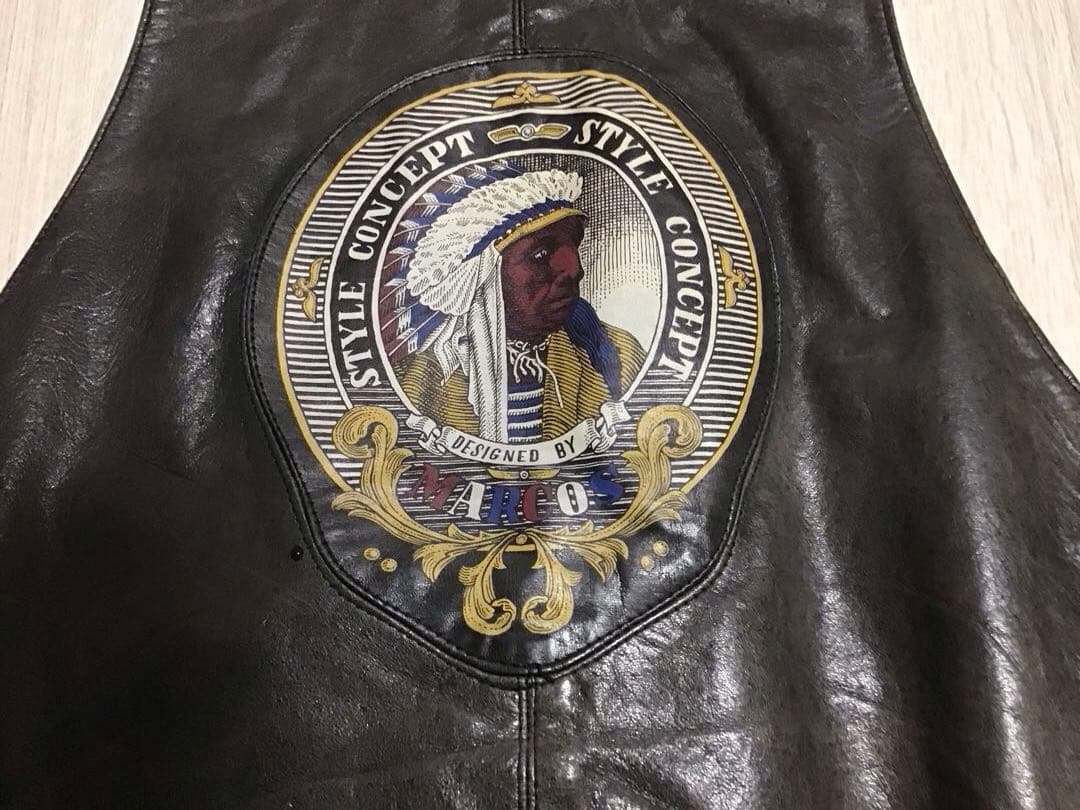 本革ブラックレザーベスト　ネイティブ　ライダース　ヴィンテージ