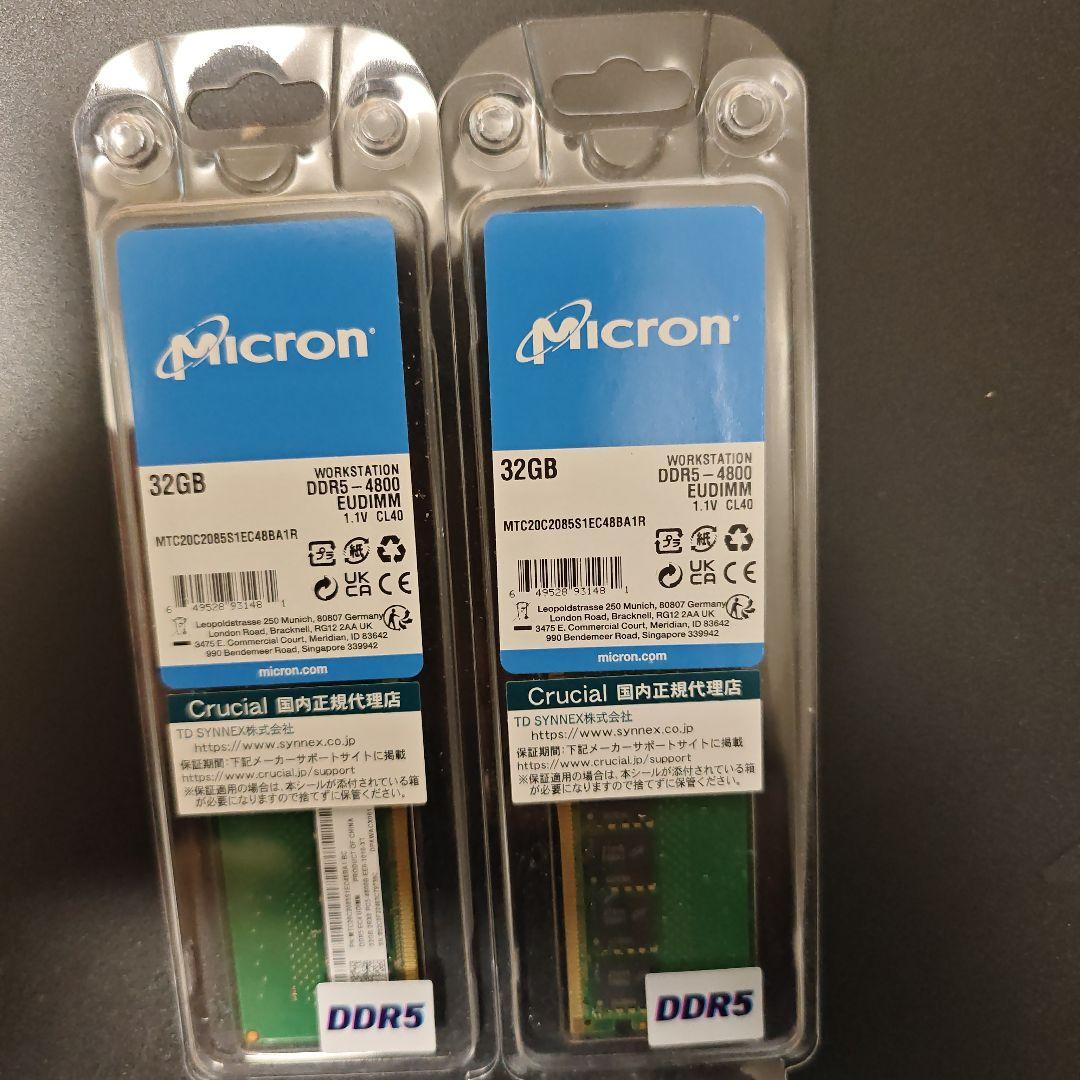 Micron 32GB DDR5 メモリ MT16G48C40U4G