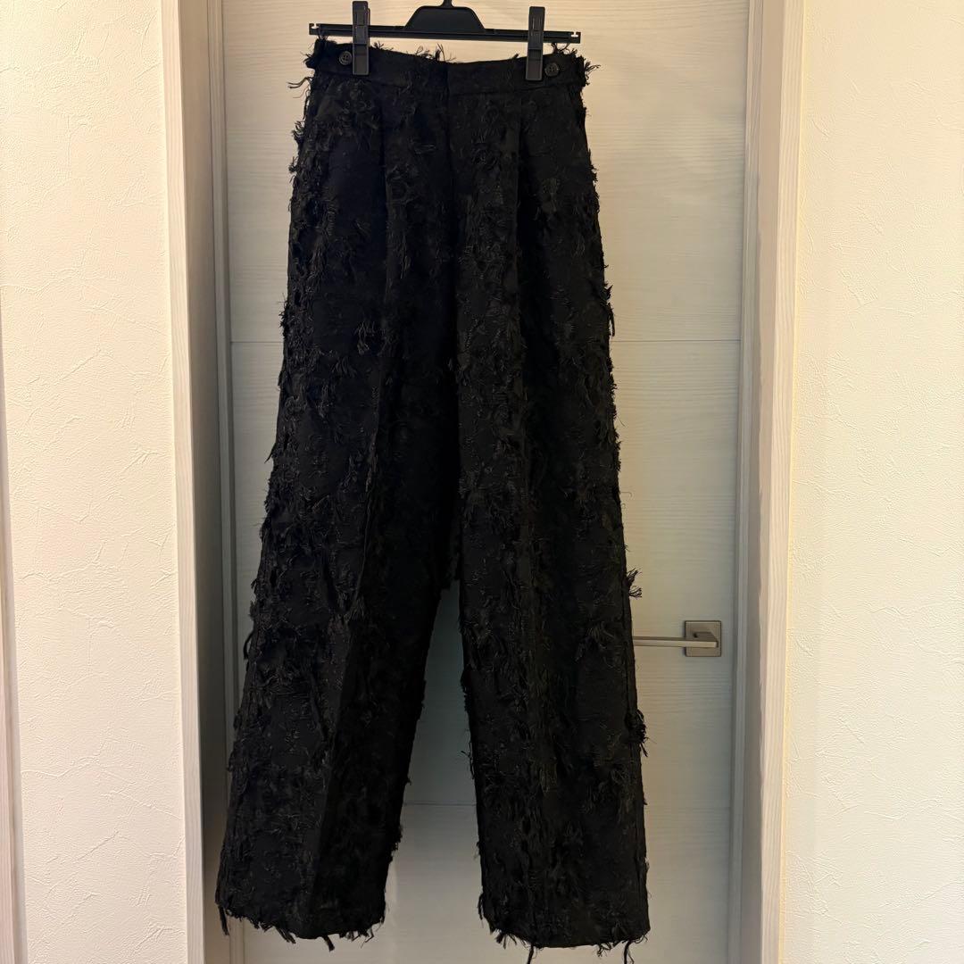 MAISON SPECIAL メゾンスペシャル カットフリンジジャガードパンツ黒