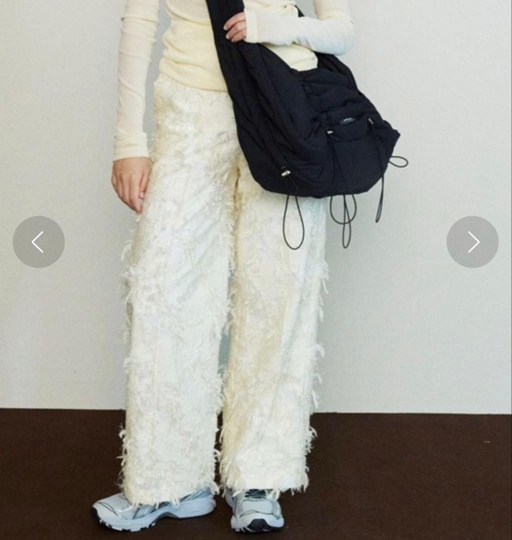 MAISON SPECIAL メゾンスペシャル カットフリンジジャガードパンツ黒