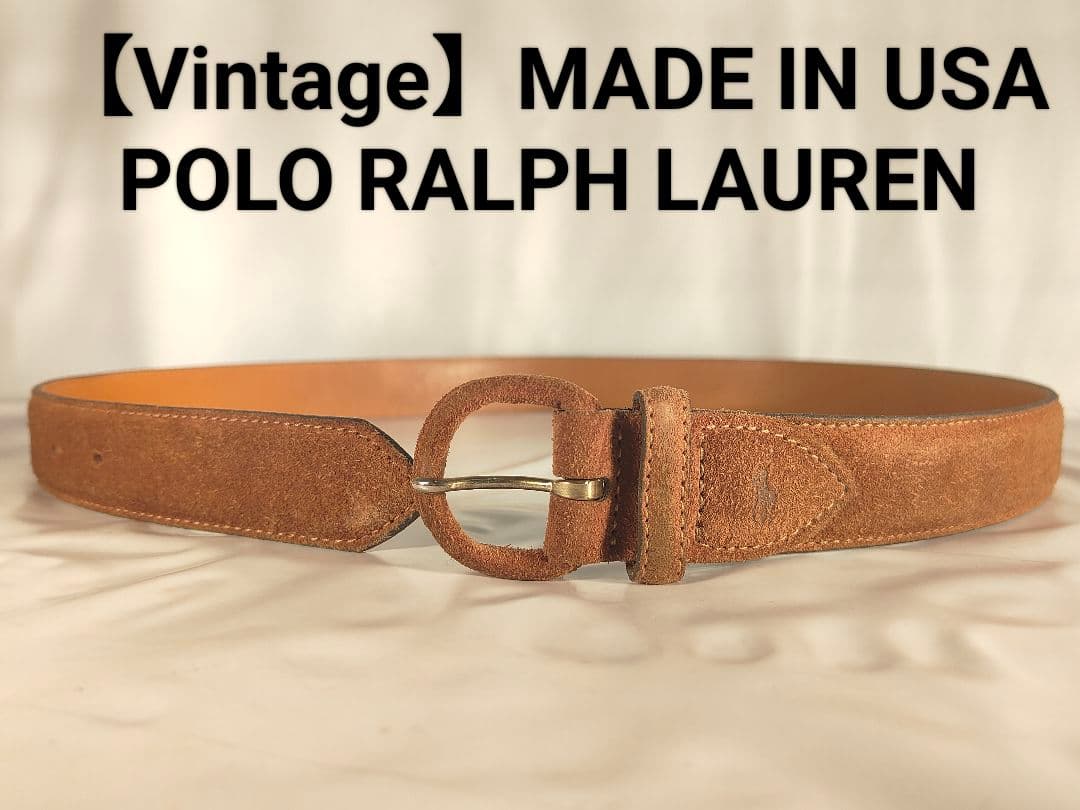 【ヴィンテージ】ポロラルフローレン　高級スエード ドレスベルト　USA製 正規品